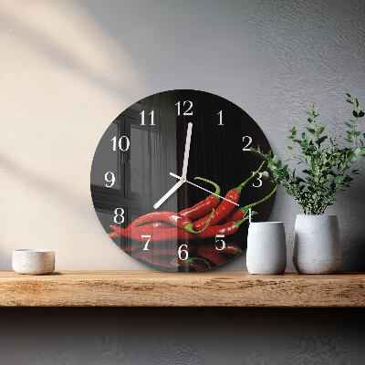 Skleněné hodiny na stěnu Chilli papričky