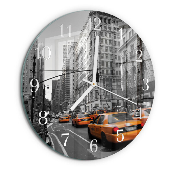 Skleněné hodiny na stěnu Newyorské taxi