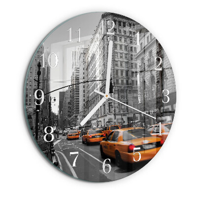 Skleněné hodiny na stěnu Newyorské taxi