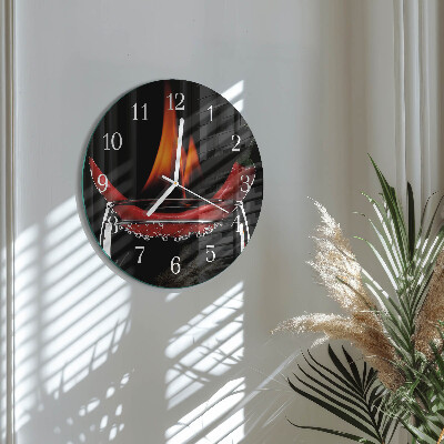 Skleněné hodiny na stěnu Chilli Fire