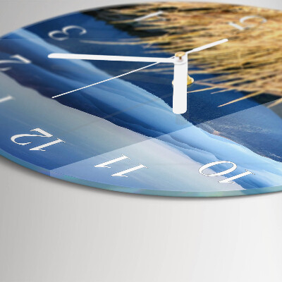 Skleněné hodiny na stěnu Hory Tráva