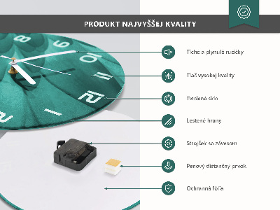Skleněné hodiny na stěnu Růže