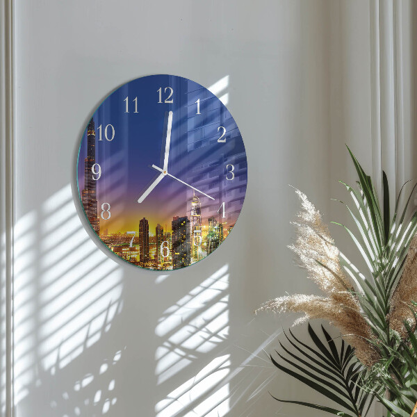 Skleněné hodiny na stěnu Horizont Dubaj