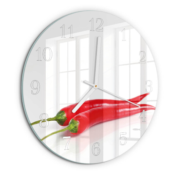 Skleněné hodiny na stěnu Chilli papričky
