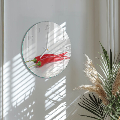 Skleněné hodiny na stěnu Chilli papričky