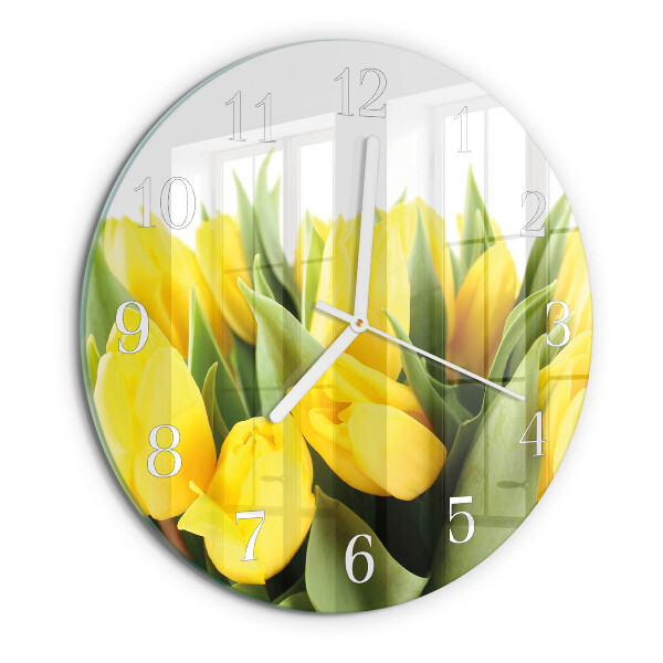 Skleněné hodiny na stěnu Tulipánové květy