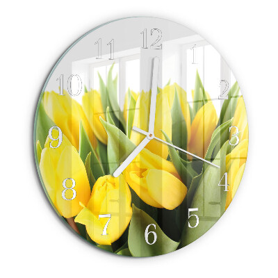 Skleněné hodiny na stěnu Tulipánové květy