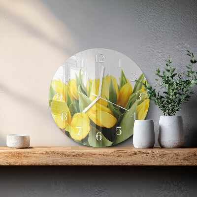 Skleněné hodiny na stěnu Tulipánové květy