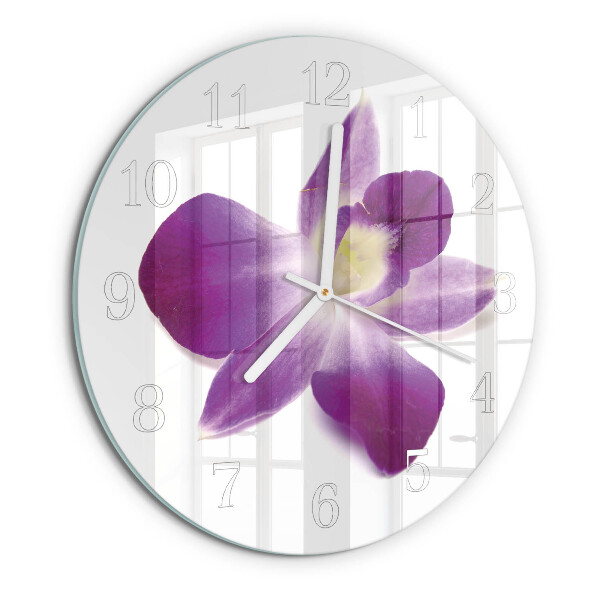 Skleněné hodiny na stěnu Květina orchideje