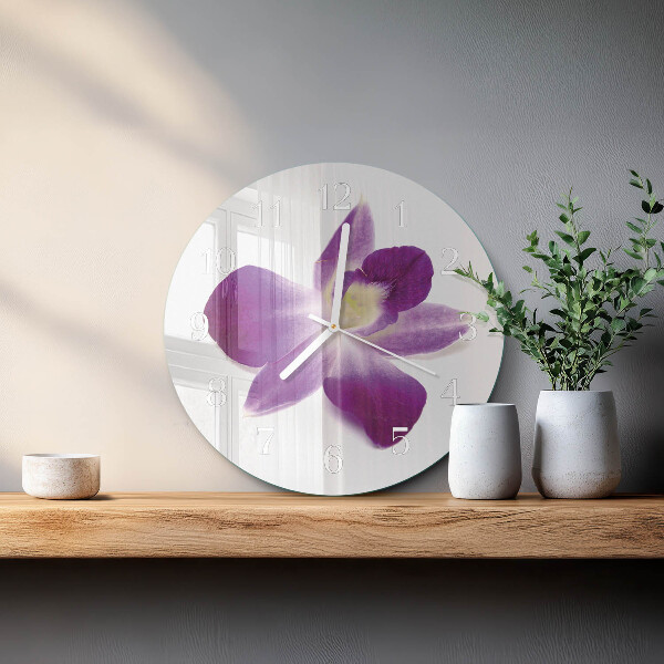 Skleněné hodiny na stěnu Květina orchideje