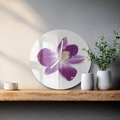 Skleněné hodiny na stěnu Květina orchideje