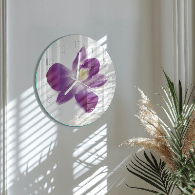 Skleněné hodiny na stěnu Květina orchideje