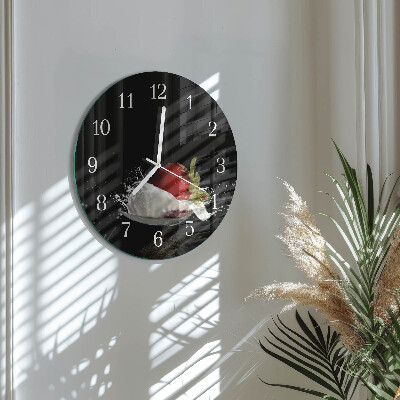 Skleněné hodiny na stěnu Jahoda