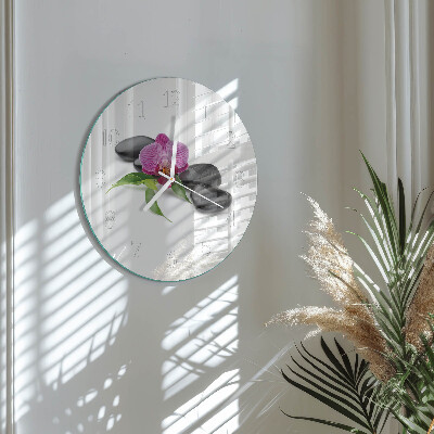 Skleněné hodiny na stěnu Orchidej