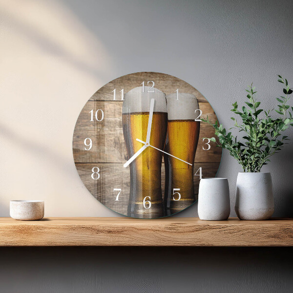 Skleněné hodiny na stěnu Pivo