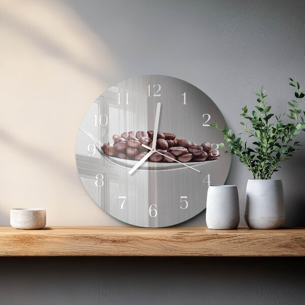 Skleněné hodiny na stěnu Lžička kávy