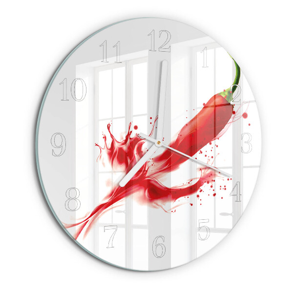 Skleněné hodiny na stěnu Chilli paprička