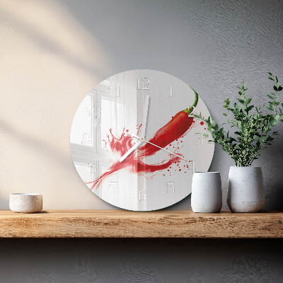 Skleněné hodiny na stěnu Chilli paprička