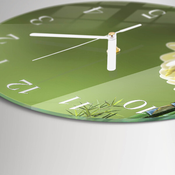 Skleněné hodiny na stěnu Lilie