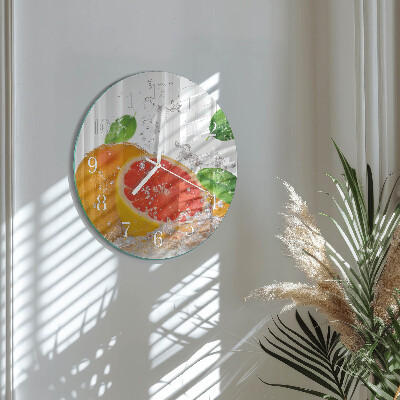 Skleněné hodiny na stěnu Grapefruit