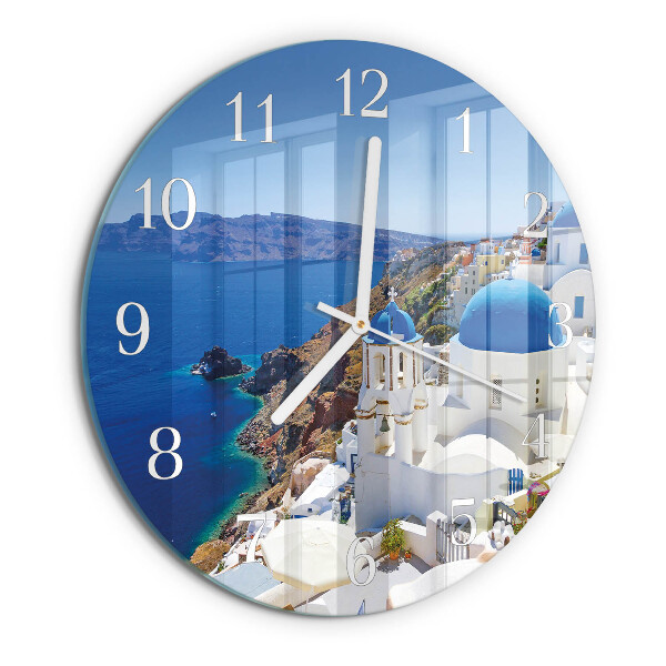 Skleněné hodiny na stěnu Santorini