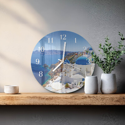Skleněné hodiny na stěnu Santorini