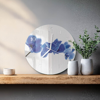 Skleněné hodiny na stěnu Orchidej