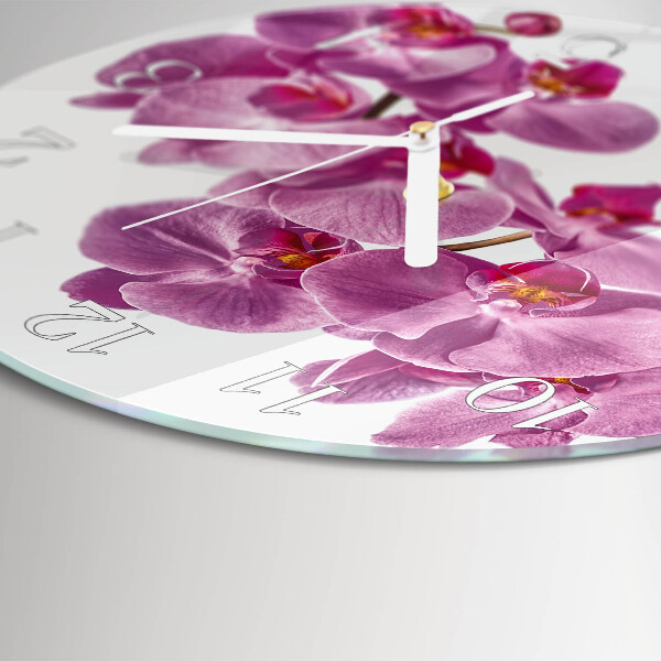 Skleněné hodiny na stěnu Orchidej