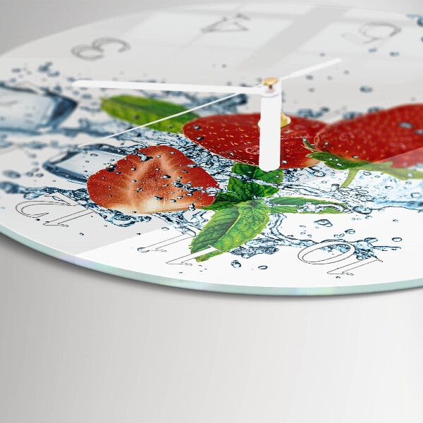 Skleněné hodiny na stěnu Jahody
