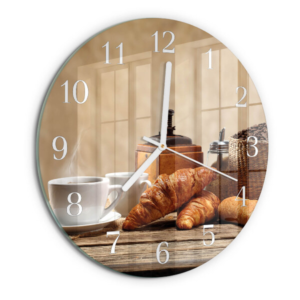 Skleněné hodiny na stěnu Croissanty