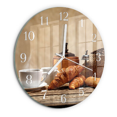Skleněné hodiny na stěnu Croissanty