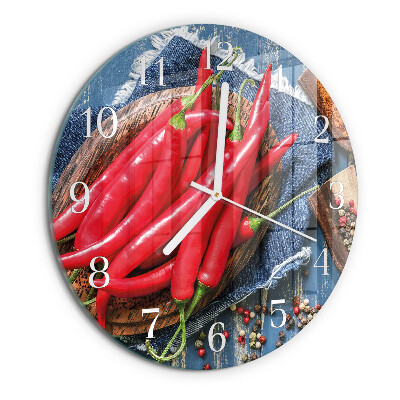 Skleněné hodiny na stěnu Chilli paprička