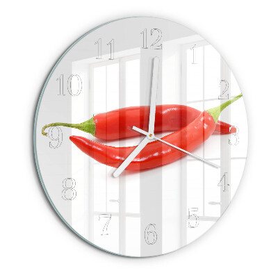 Skleněné hodiny na stěnu Chilli paprička