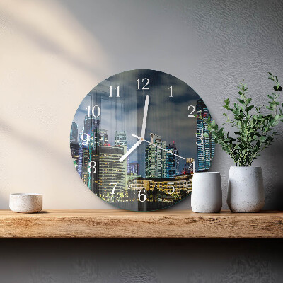 Skleněné hodiny na stěnu Noc ve městě