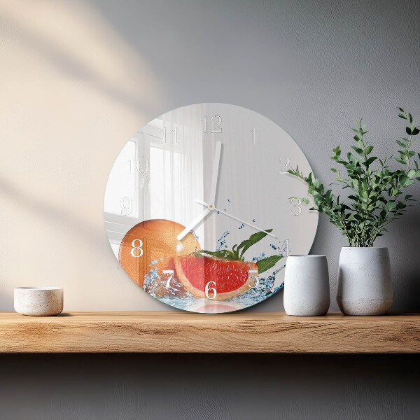 Skleněné hodiny na stěnu Grapefruit
