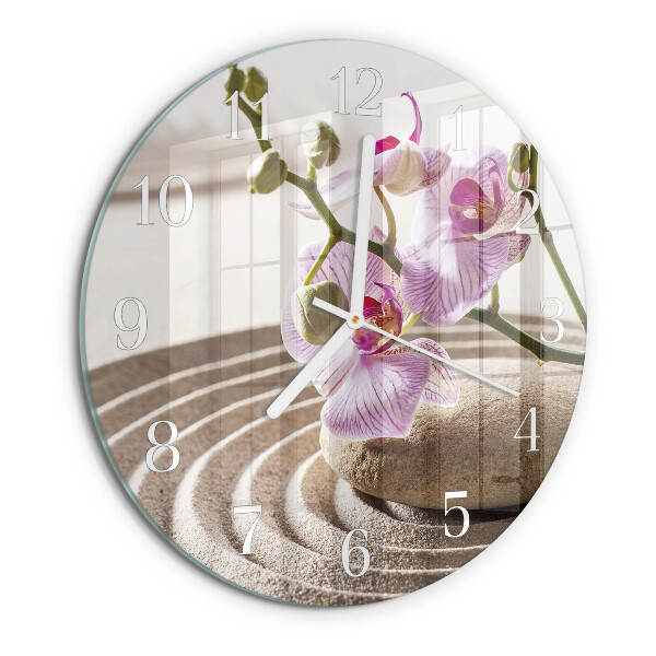 Skleněné hodiny na stěnu Písečná orchidej