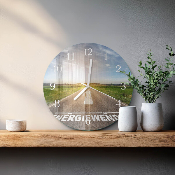 Skleněné hodiny na stěnu Pole cesty