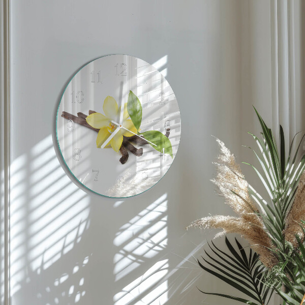 Skleněné hodiny na stěnu Vanilková orchidej