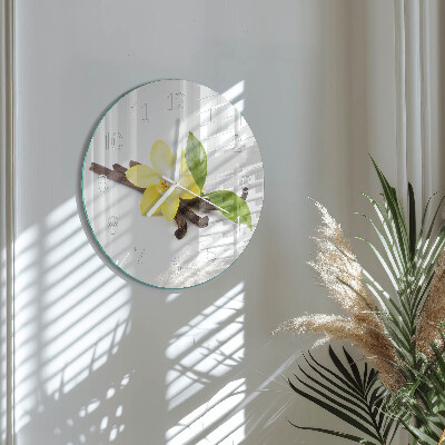 Skleněné hodiny na stěnu Vanilková orchidej