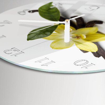 Skleněné hodiny na stěnu Vanilková orchidej