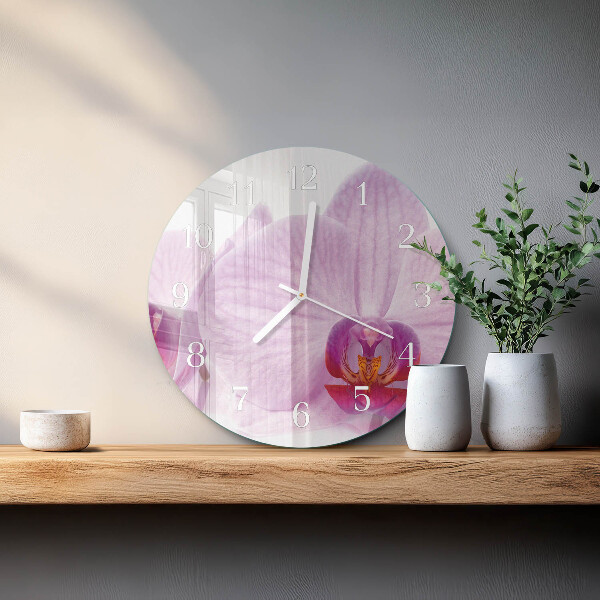 Skleněné hodiny na stěnu Orchidej