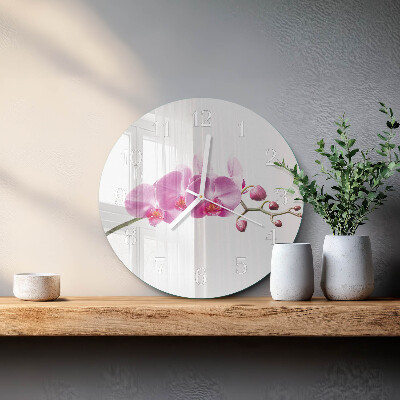 Skleněné hodiny na stěnu Orchidej