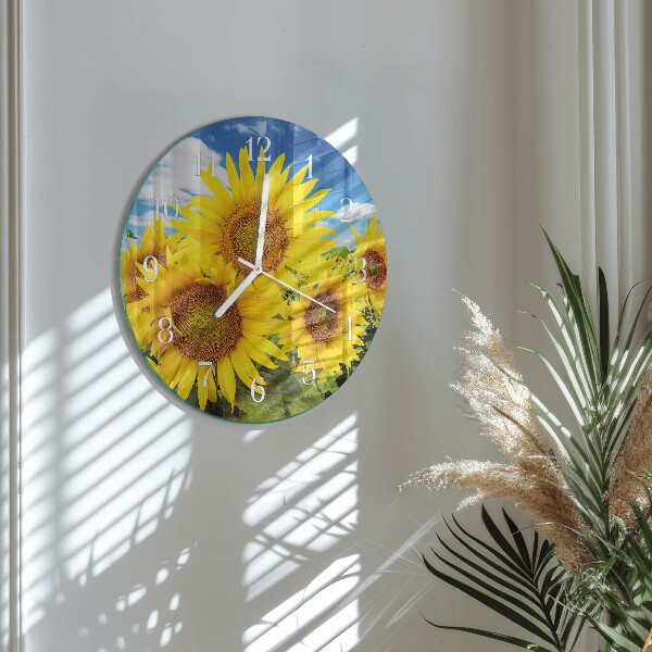 Skleněné hodiny na stěnu Slunečnice