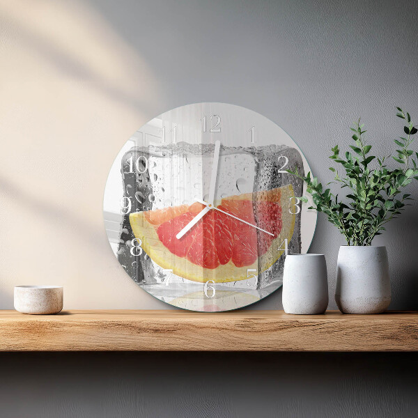 Skleněné hodiny na stěnu Grapefruitová zmrzlina