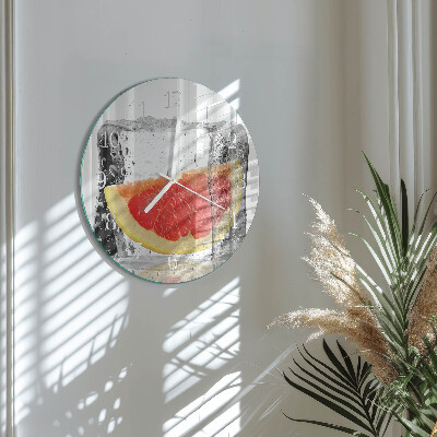 Skleněné hodiny na stěnu Grapefruitová zmrzlina