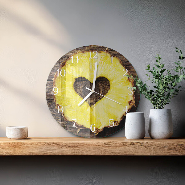 Skleněné hodiny na stěnu Ananas