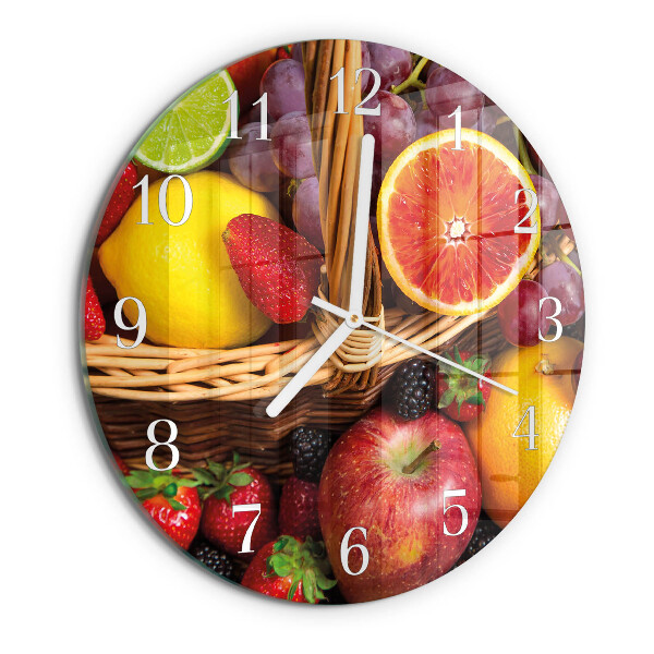 Skleněné hodiny na stěnu Ovoce