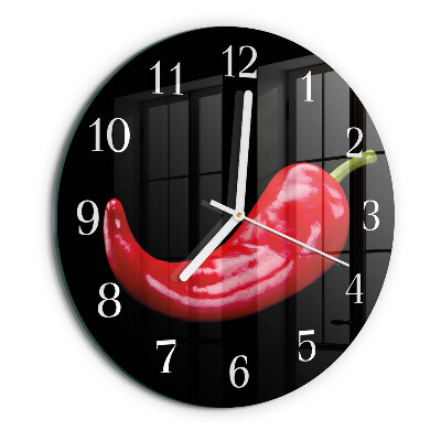 Skleněné hodiny na stěnu Chilli papričky