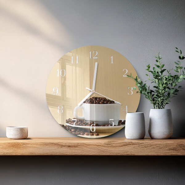 Skleněné hodiny na stěnu Káva