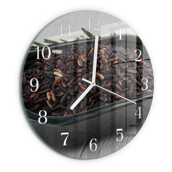 Skleněné hodiny na stěnu Černá rýže